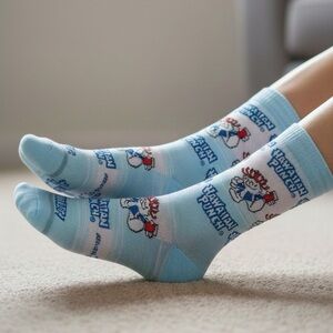 Hawaiian Punch Print Novelty Crew Socks  Men’s Size 6-12 one pair red white blue